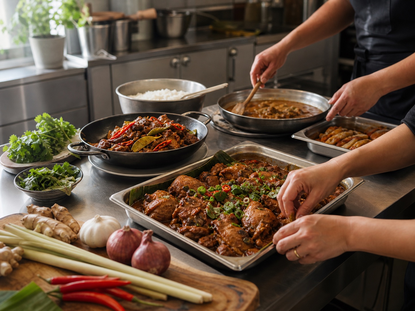 Molukse gerechten worden voorbereid in de keuken van Tante Kookt